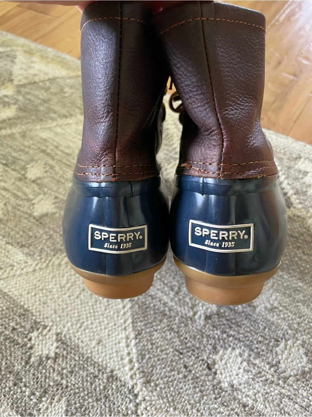 Sperry Women’s Navy and Brown Waterproof Duck Boots